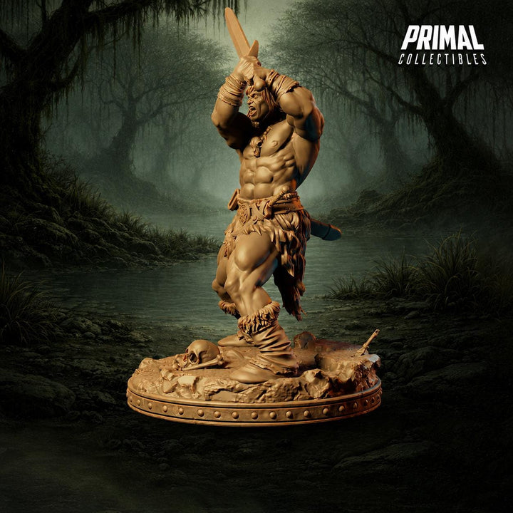 Human Barbarian Greatsword Miniature | Tribal Berserker Warrior | Unpainted Resin DnD Pathfinder