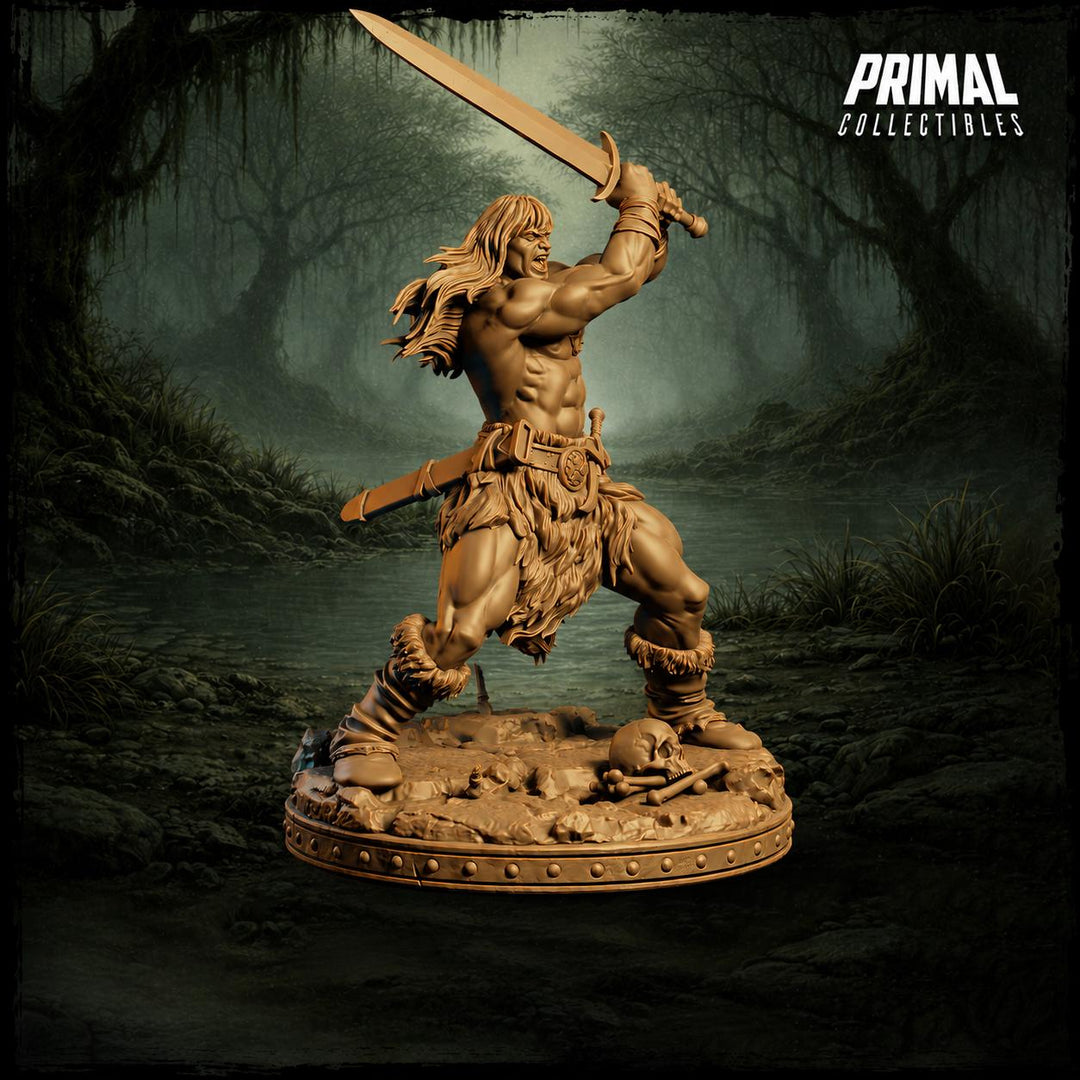 Human Barbarian Greatsword Miniature | Tribal Berserker Warrior | Unpainted Resin DnD Pathfinder