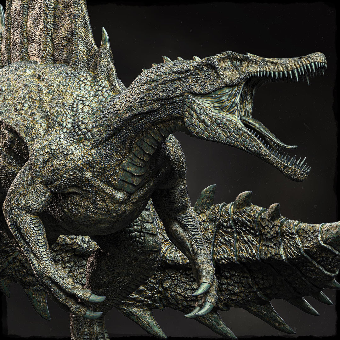 Spinosaurus Dinosaur Miniature | Prehistoric Apex Predator | Unpainted Resin DnD Pathfinder
