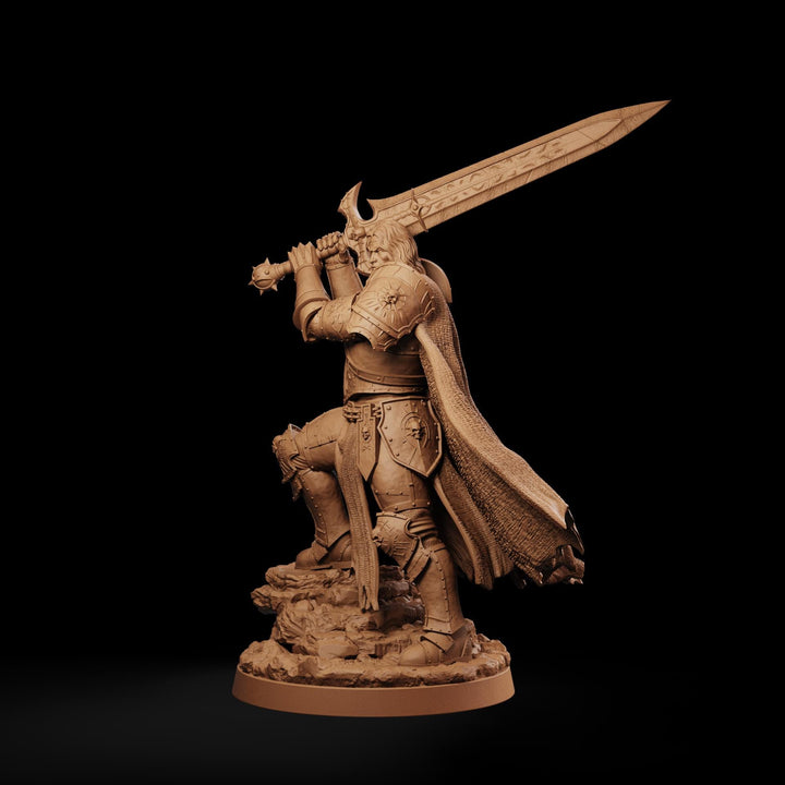 Fallen Paladin Miniature | Aevridan Greatsword Dark Knight | PaintedOrNot Original DnD Pathfinder