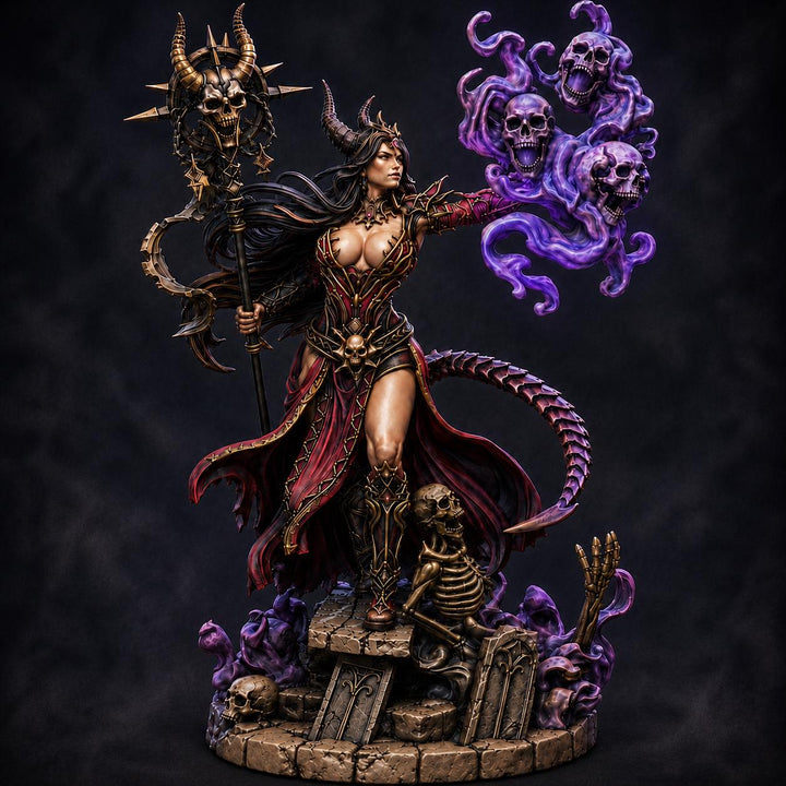 Tiefling Necromancer Miniature | Ralzena Female Death Mage | PaintedOrNot Original UNPAINTED Resin DnD 5E Pathfinder