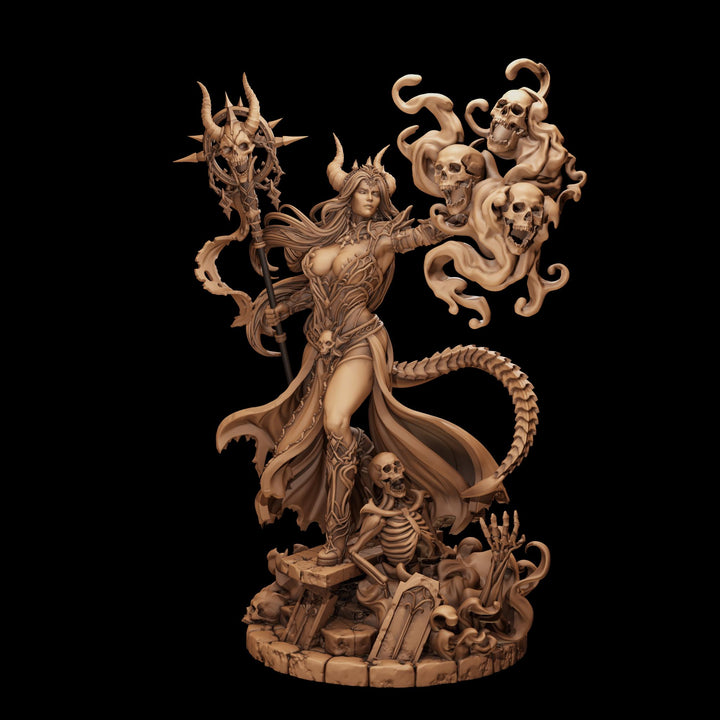 Tiefling Necromancer Miniature | Ralzena Female Death Mage | PaintedOrNot Original UNPAINTED Resin DnD 5E Pathfinder