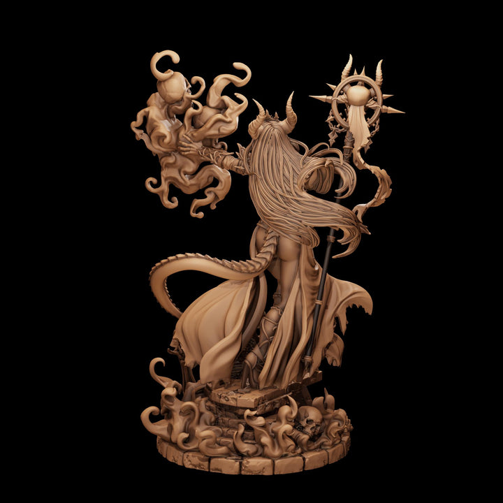 Tiefling Necromancer Miniature | Ralzena Female Death Mage | PaintedOrNot Original UNPAINTED Resin DnD 5E Pathfinder