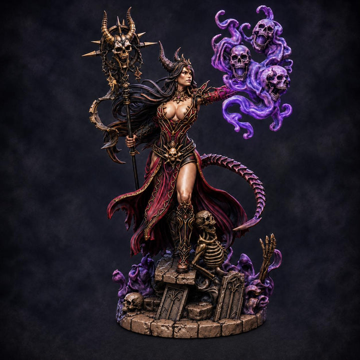 Tiefling Necromancer Miniature | Ralzena Female Death Mage | PaintedOrNot Original UNPAINTED Resin DnD 5E Pathfinder