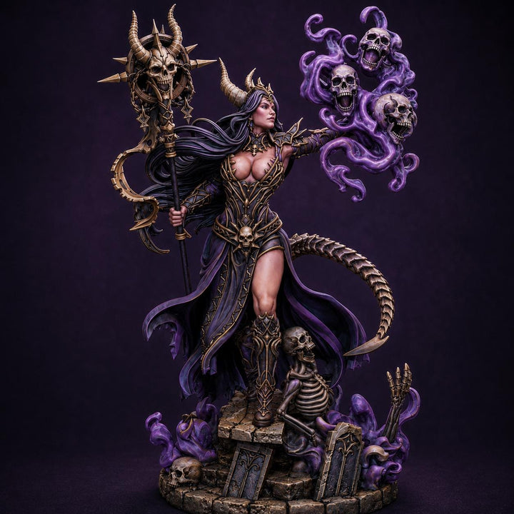 Tiefling Necromancer Miniature | Ralzena Female Death Mage | PaintedOrNot Original UNPAINTED Resin DnD 5E Pathfinder