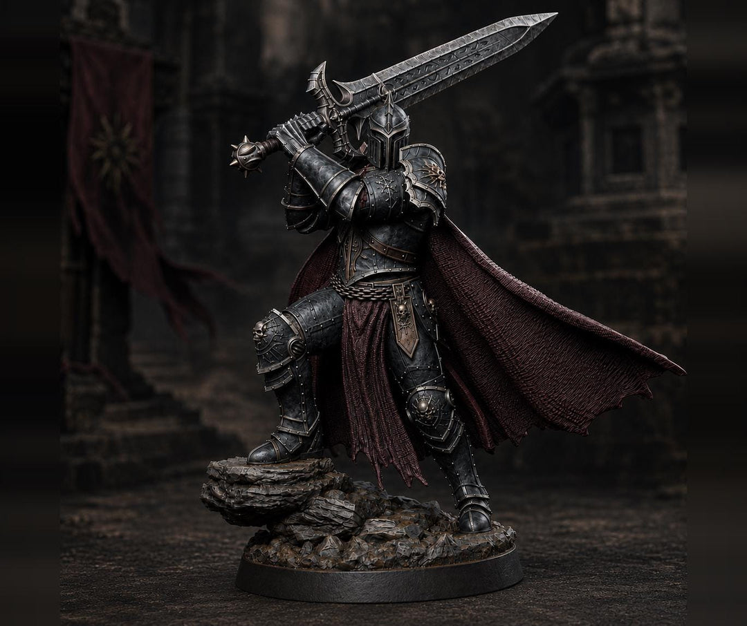 Evil Paladin Miniature | Keldavain Armored Blackguard Knight | PaintedOrNot Original DnD Pathfinder
