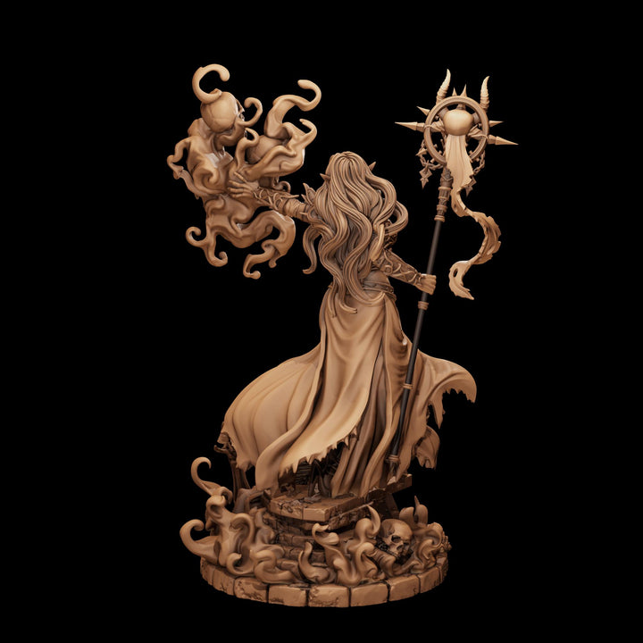 Dark Elf Necromancer Miniature | Alzeryn Death Sorceress | PaintedOrNot Original UNPAINTED Resin DnD 5E Pathfinder