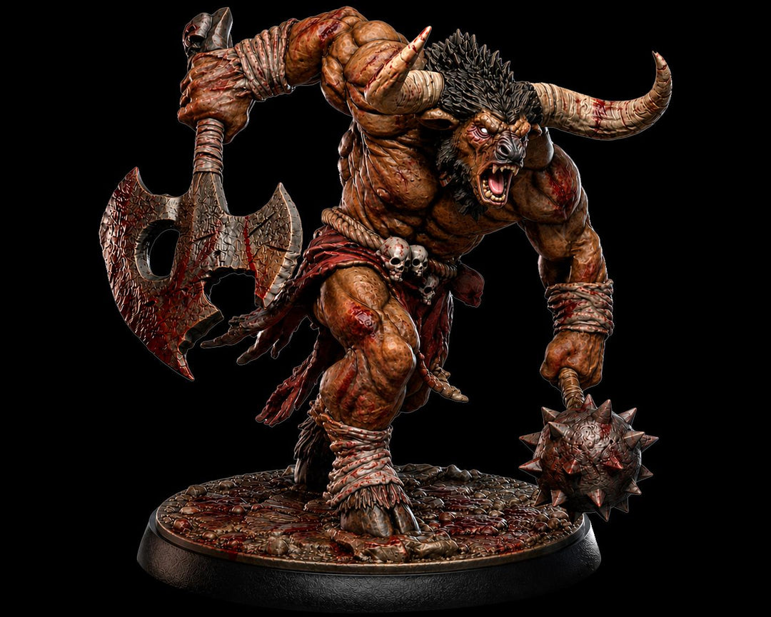 Minotaur Miniature | Barbarian Berserker Axe Warrior | UNPAINTED Resin DnD 5E Pathfinder