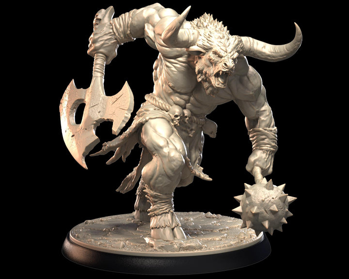 Minotaur Miniature | Barbarian Berserker Axe Warrior | UNPAINTED Resin DnD 5E Pathfinder