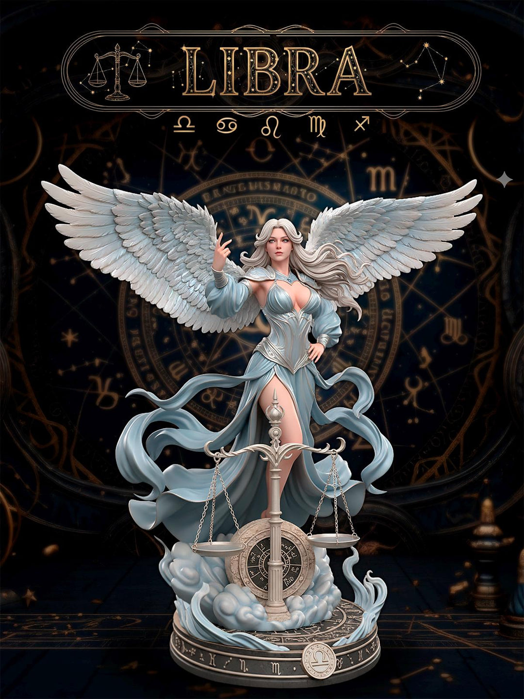 Female Libra Zodiac Miniature | Celestial Sorceress NSFW Topless | UNPAINTED Resin DnD Pathfinder