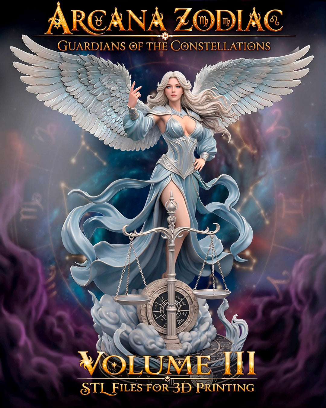 Female Libra Zodiac Miniature | Celestial Sorceress NSFW Topless | UNPAINTED Resin DnD Pathfinder