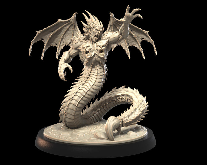 Winged Demon Miniature | Serpent Archdevil Boss Monster | UNPAINTED Resin DnD 5E Pathfinder