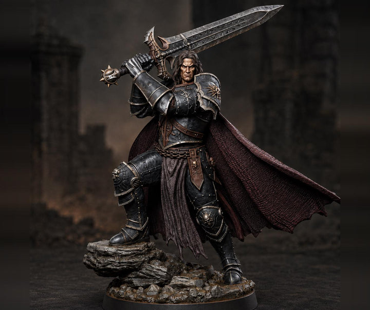 Fallen Paladin Miniature | Aevridan Greatsword Dark Knight | PaintedOrNot Original DnD Pathfinder
