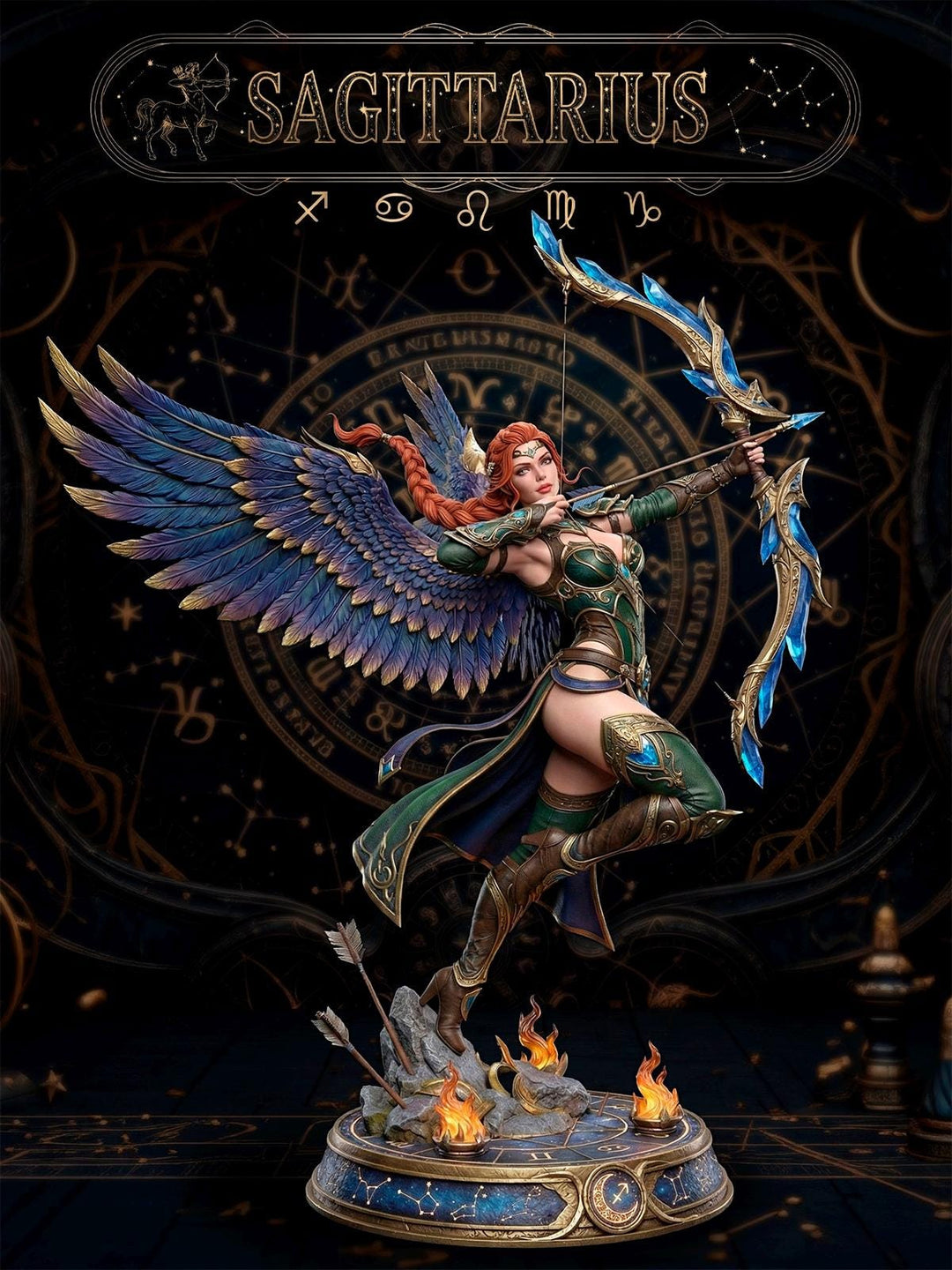 Female Sagittarius Zodiac Miniature | Celestial Archer NSFW Topless | UNPAINTED Resin DnD Pathfinder