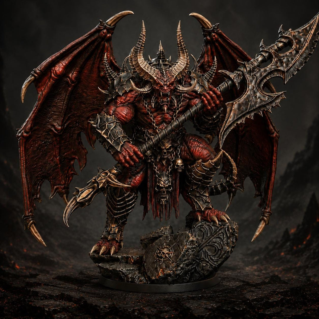 Demon Lord Miniature | Narzakar Winged Greater Demon | PaintedOrNot Original DnD 5E Pathfinder
