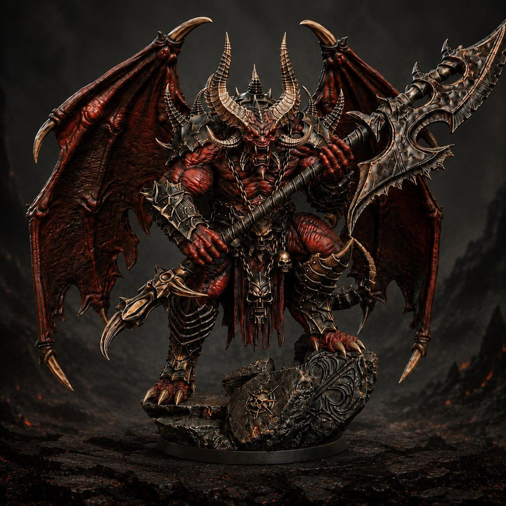 Demon Lord Miniature | Narzakar Winged Greater Demon | PaintedOrNot Original DnD 5E Pathfinder