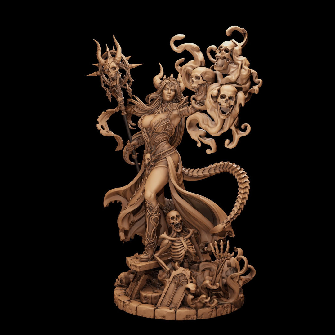 Tiefling Necromancer Miniature | Ralzena Female Death Mage | PaintedOrNot Original UNPAINTED Resin DnD 5E Pathfinder