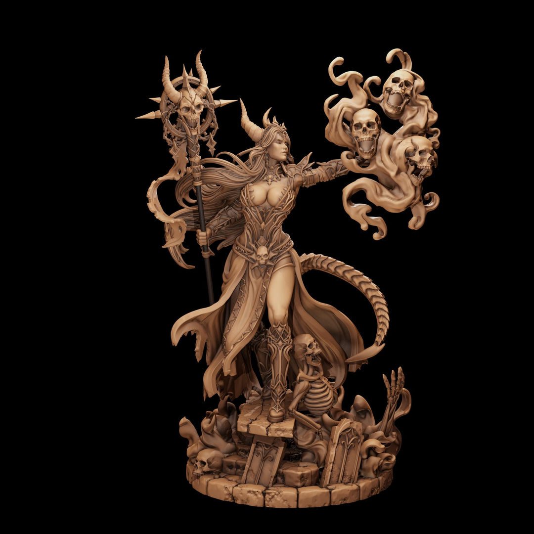 Tiefling Necromancer Miniature | Ralzena Female Death Mage | PaintedOrNot Original UNPAINTED Resin DnD 5E Pathfinder