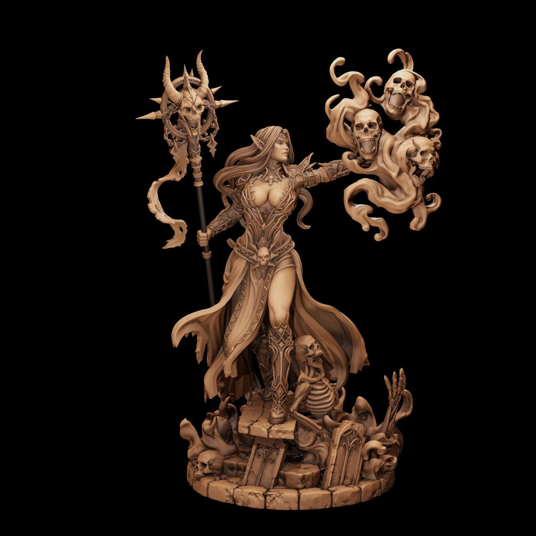 Dark Elf Necromancer Miniature | Alzeryn Death Sorceress | PaintedOrNot Original UNPAINTED Resin DnD 5E Pathfinder
