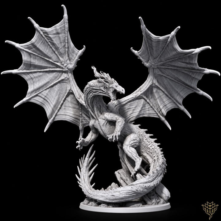 Ancient Red Dragon Miniature | Gargantuan Winged Dragon Boss | UNPAINTED Resin DnD 5E Pathfinder