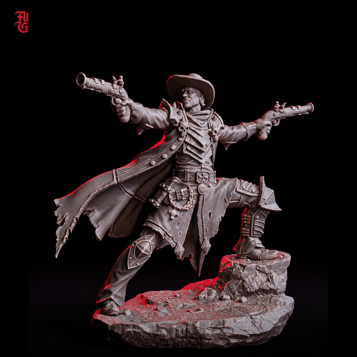 Gunslinger Miniature | Dual Pistol Rogue Bounty Hunter | UNPAINTED Resin DnD 5E Pathfinder