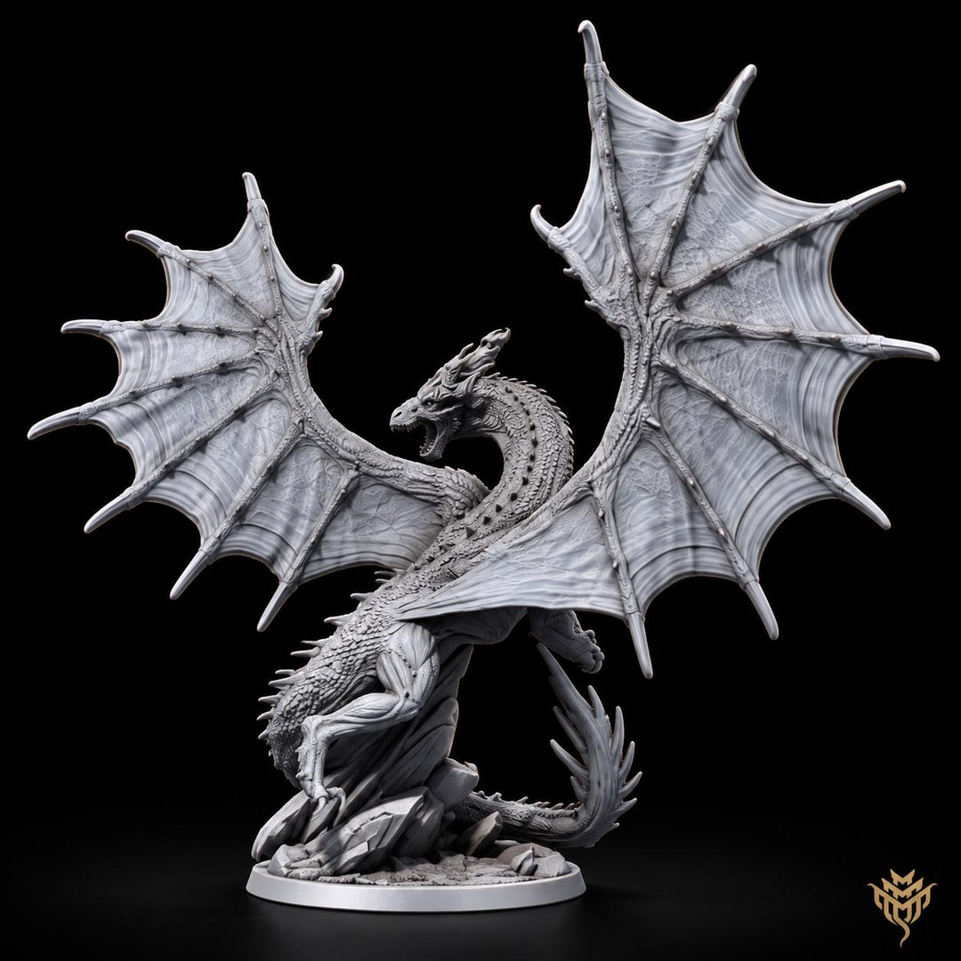 Ancient Red Dragon Miniature | Gargantuan Winged Dragon Boss | UNPAINTED Resin DnD 5E Pathfinder