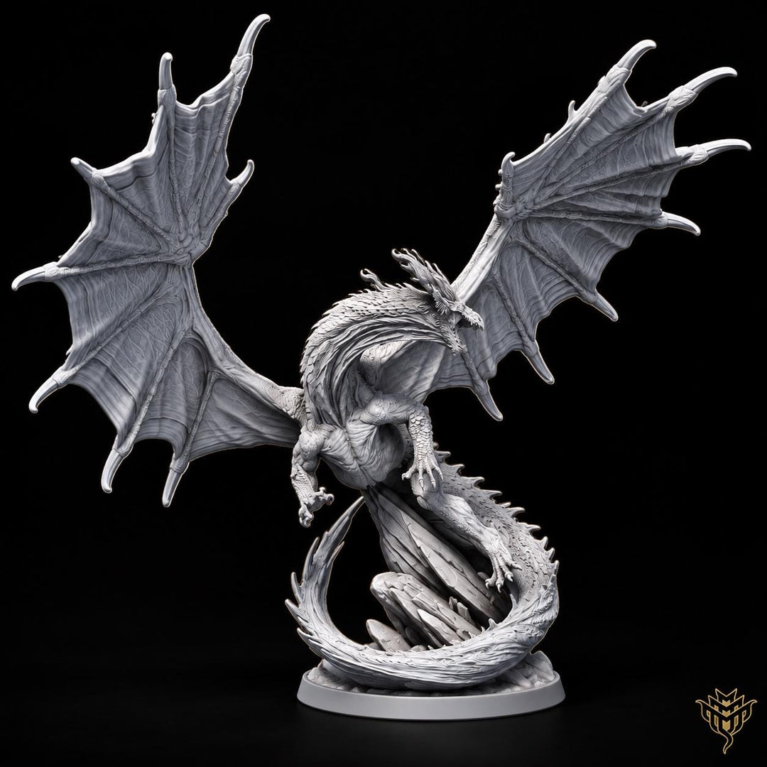 Ancient Red Dragon Miniature | Gargantuan Winged Dragon Boss | UNPAINTED Resin DnD 5E Pathfinder