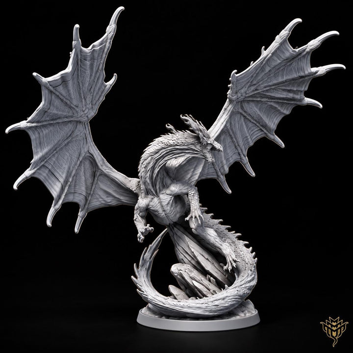 Ancient Red Dragon Miniature | Gargantuan Winged Dragon Boss | UNPAINTED Resin DnD 5E Pathfinder