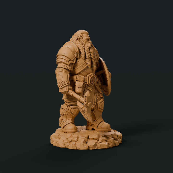 Dwarf Fighter Battle Master Miniature | Axe Shield Warrior | Ordrik Korrun | UNPAINTED Resin DnD Pathfinder