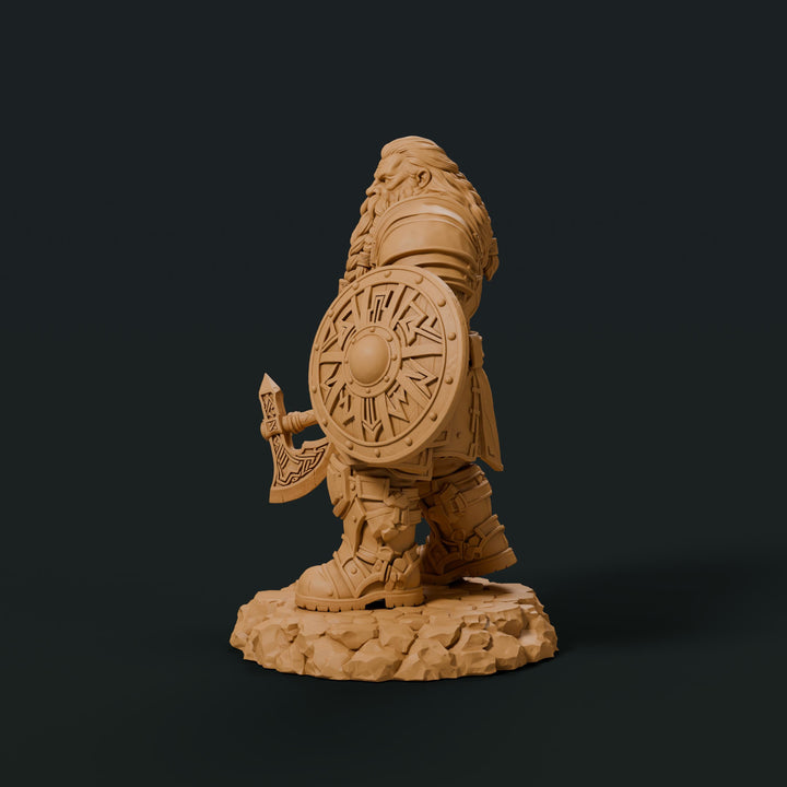 Dwarf Fighter Battle Master Miniature | Axe Shield Warrior | Ordrik Korrun | UNPAINTED Resin DnD Pathfinder