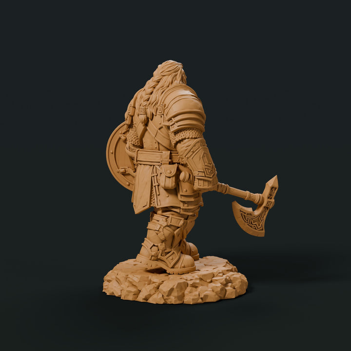 Dwarf Fighter Battle Master Miniature | Axe Shield Warrior | Ordrik Korrun | UNPAINTED Resin DnD Pathfinder