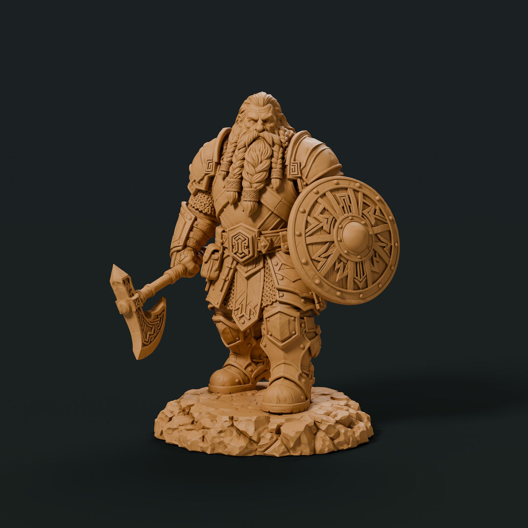 Dwarf Fighter Battle Master Miniature | Axe Shield Warrior | Ordrik Korrun | UNPAINTED Resin DnD Pathfinder
