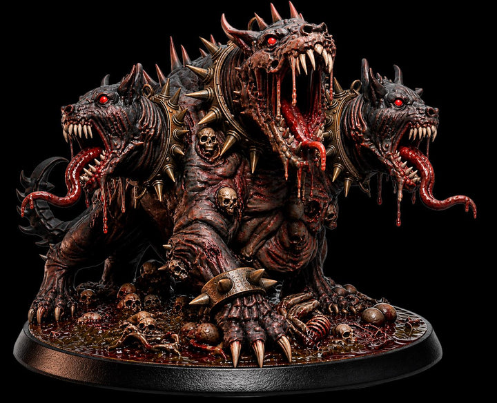 Cerberus Miniature | Three Headed Hellhound Demon Dog | UNPAINTED Resin DnD Pathfinder