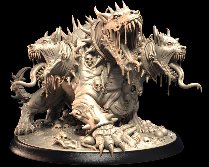 Cerberus Miniature | Three Headed Hellhound Demon Dog | UNPAINTED Resin DnD Pathfinder