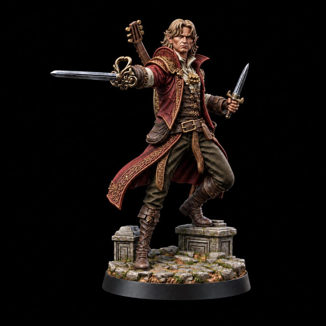 Half-Elf Swords Bard Miniature | Swashbuckler Duelist Rapier | Elaris Thorne | UNPAINTED Resin DnD 5E Pathfinder