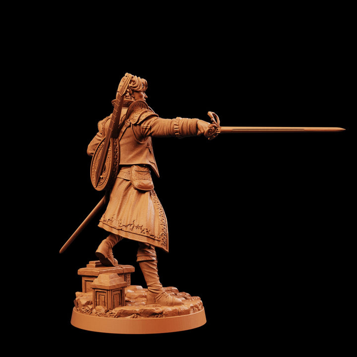 Half-Elf Swords Bard Miniature | Swashbuckler Duelist Rapier | Elaris Thorne | UNPAINTED Resin DnD 5E Pathfinder