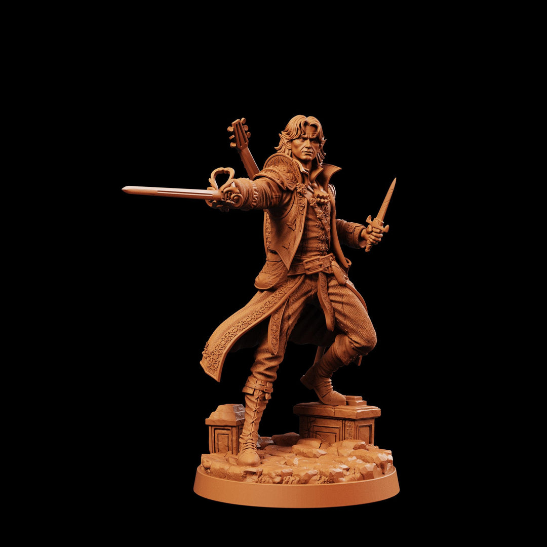 Half-Elf Swords Bard Miniature | Swashbuckler Duelist Rapier | Elaris Thorne | UNPAINTED Resin DnD 5E Pathfinder