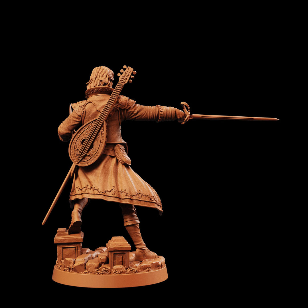 Half-Elf Swords Bard Miniature | Swashbuckler Duelist Rapier | Elaris Thorne | UNPAINTED Resin DnD 5E Pathfinder
