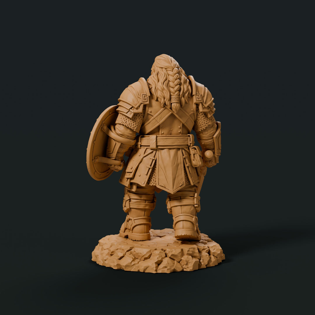 Dwarf Fighter Battle Master Miniature | Axe Shield Warrior | Ordrik Korrun | UNPAINTED Resin DnD Pathfinder