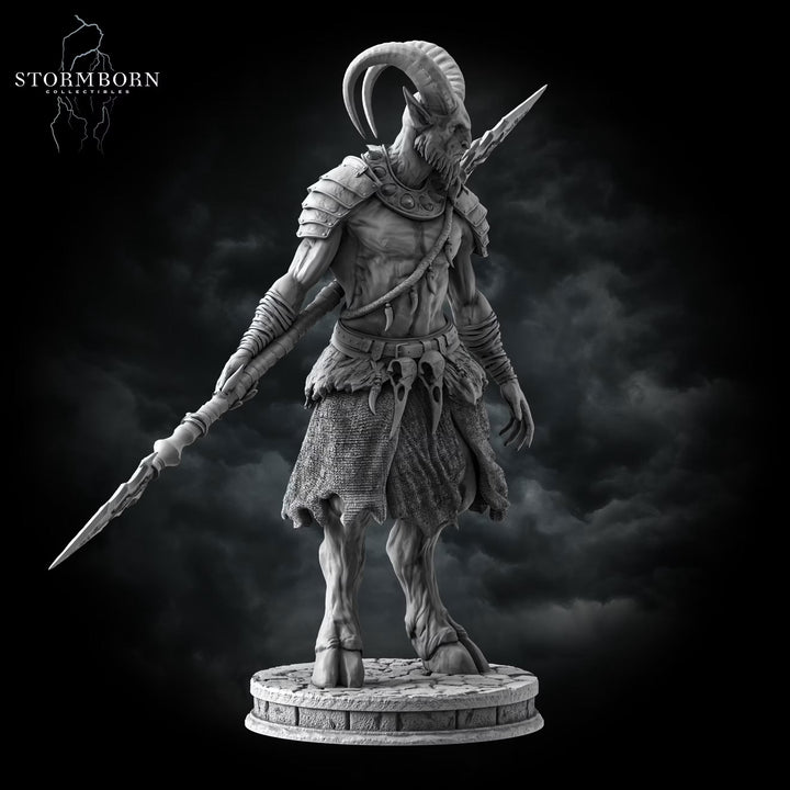 Satyr Warrior Miniature | Fey Spear Fighter Goat-Man | UNPAINTED Resin DnD Pathfinder
