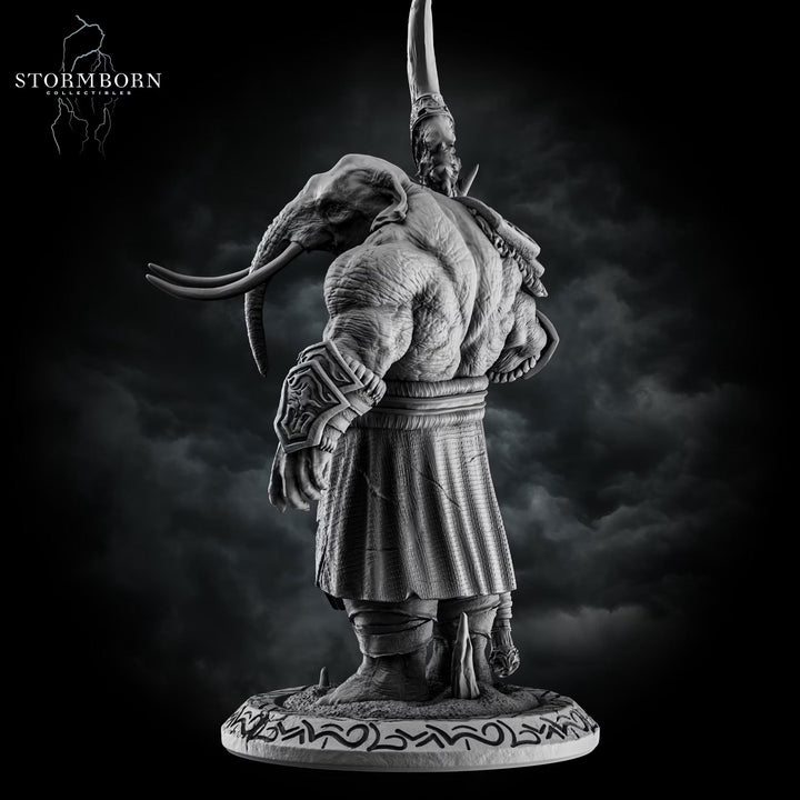 Elephantfolk Warrior Miniature | Polearm Fighter Tribal Guardian | UNPAINTED Resin DnD Pathfinder