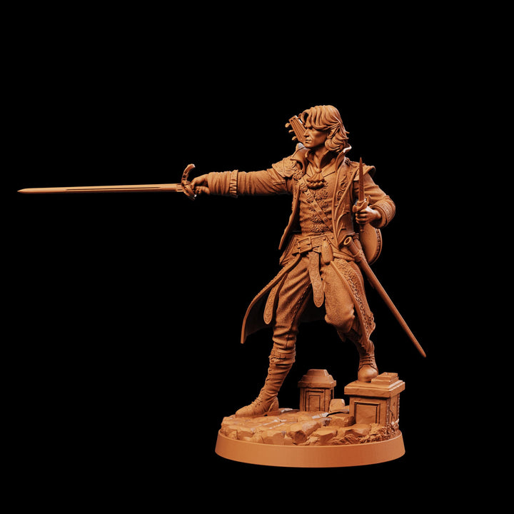 Half-Elf Swords Bard Miniature | Swashbuckler Duelist Rapier | Elaris Thorne | UNPAINTED Resin DnD 5E Pathfinder