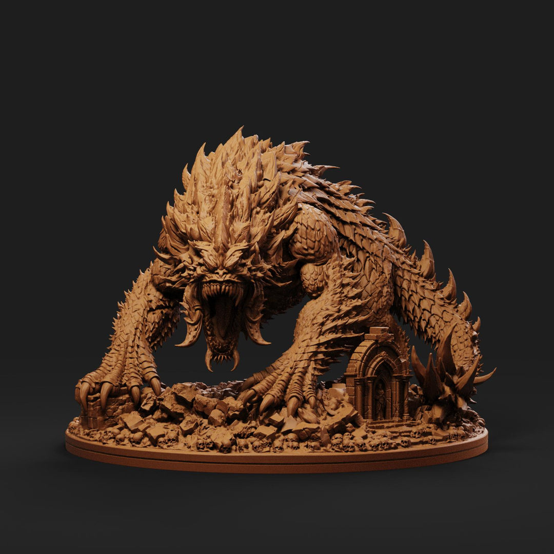 Tarrasque Miniature | Colossal Behemoth Boss Monster | Drovaskorn | UNPAINTED Resin 5E Pathfinder