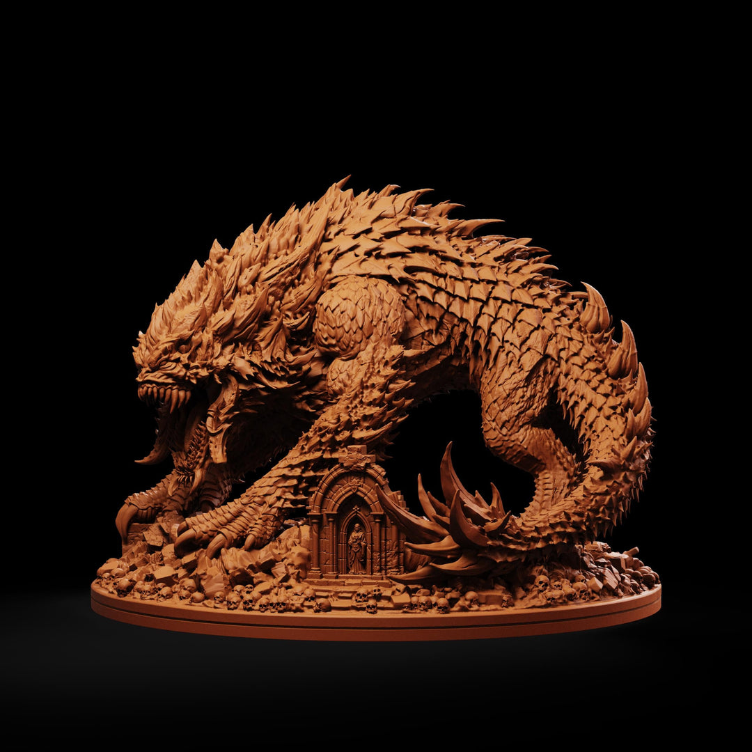 Tarrasque Miniature | Colossal Behemoth Boss Monster | Drovaskorn | UNPAINTED Resin 5E Pathfinder