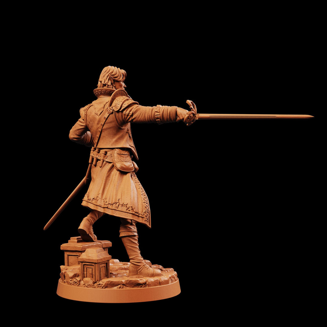Half-Elf Swashbuckler Rogue Miniature | Tazeryn Sword &amp; Dagger Duelist Fighter | UNPAINTED Resin DnD Pathfinder