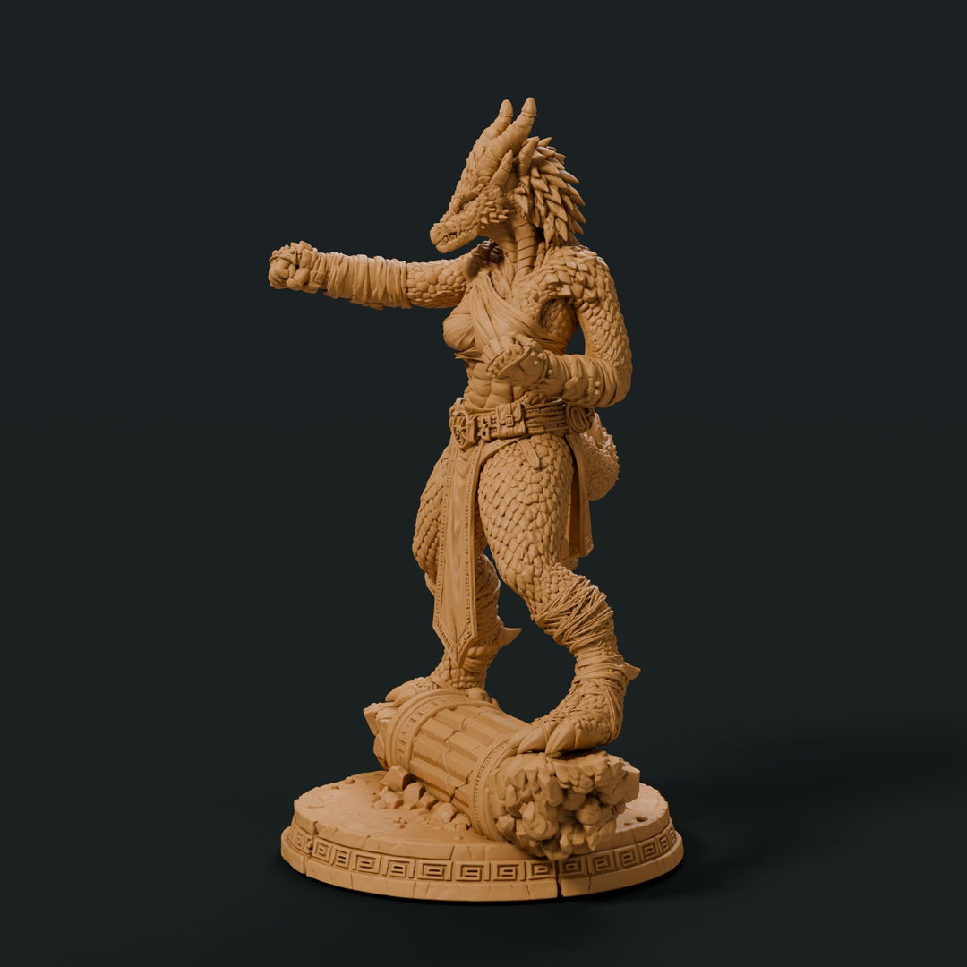 Female Bronze Dragonborn Monk Miniature | Kaevrisa Open Hand Monk | UNPAINTED Resin DnD Pathfinder