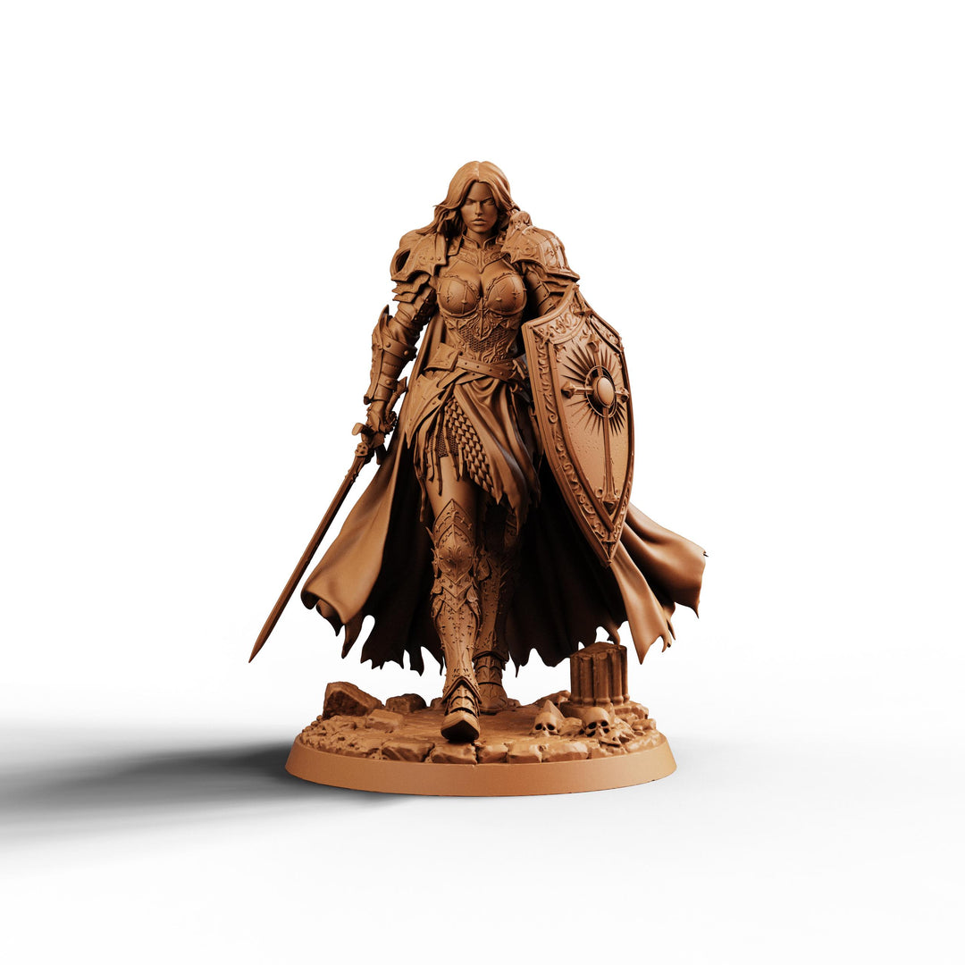 Female Paladin STL | Liora Sword Shield Holy Knight Digital Download | PaintedOrNot Original DnD Pathfinder