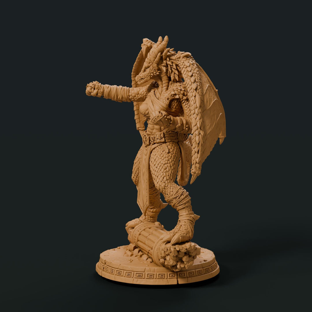Female Silver Dragonborn Monk Miniature | Rhavelys Winged Open Hand Monk | UNPAINTED Resin DnD Pathfinder
