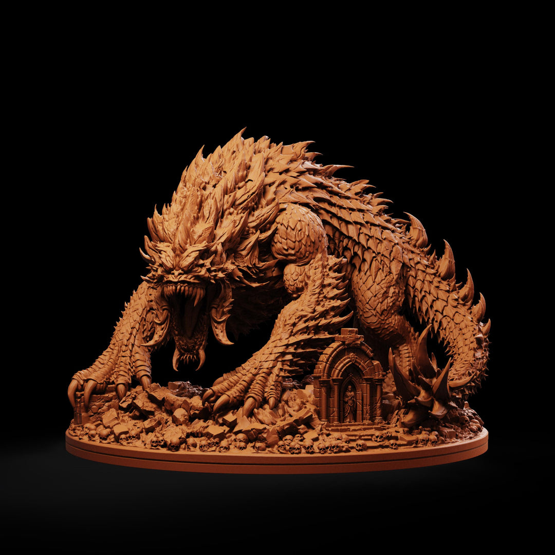 Tarrasque Miniature | Colossal Behemoth Boss Monster | Drovaskorn | UNPAINTED Resin 5E Pathfinder