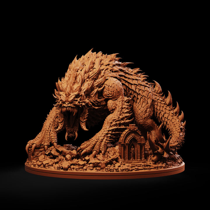Tarrasque Miniature | Colossal Behemoth Boss Monster | Drovaskorn | UNPAINTED Resin 5E Pathfinder